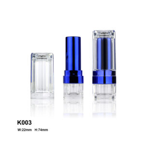 square blue transparent lipstick tube