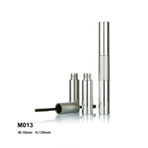 Custom round mascara container in Metal Silver