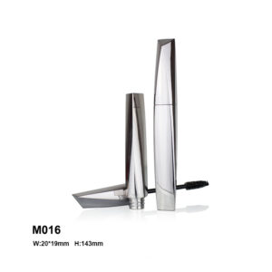 Custom Triangular mascara container in Metal Silver