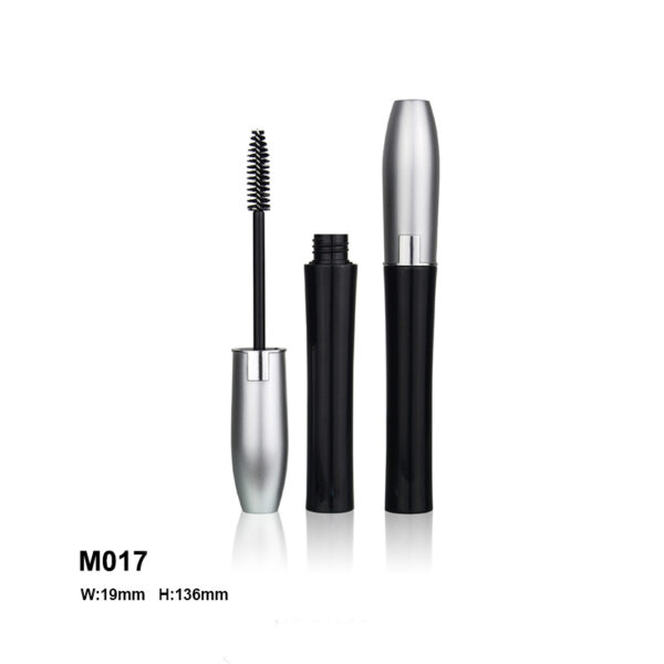 Custom mascara container in Metal Black Silver