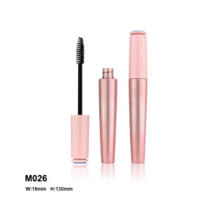 Custom round mascara container in Metal Pink