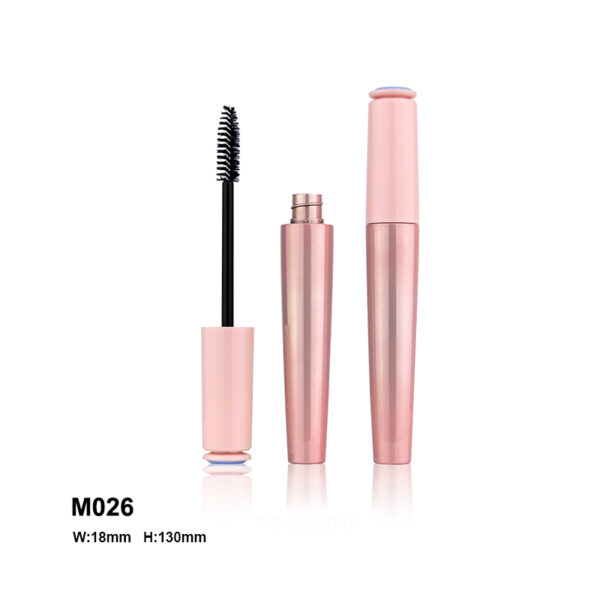 Custom round mascara container in Metal Pink
