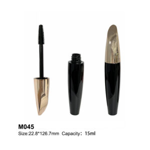 Olive shape golden black mascara bottle