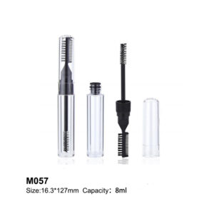 transparent mascara tube with eyebrow dyeing brush