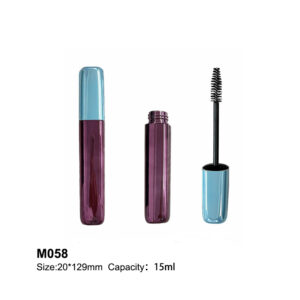 empty mascara bottle in metal purple blue