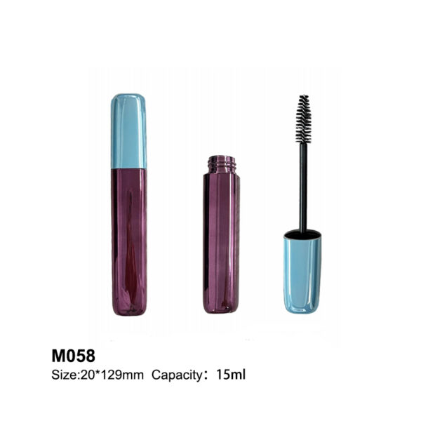 empty mascara bottle in metal purple blue