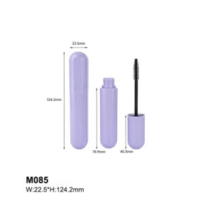 capsule-shaped purple mascara bottle
