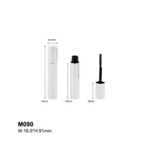 round silver mascara tube