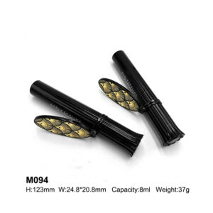 round black mascara bottle with a mirror