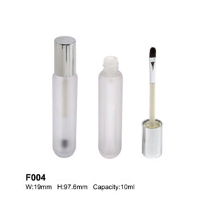 round transparent silver foundation bottle
