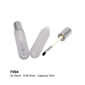 round transparent silver foundation bottle