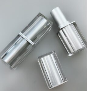 square double-layer cover silver lipstick tube