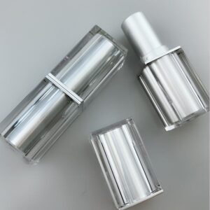 square double-layer cover silver lipstick tube