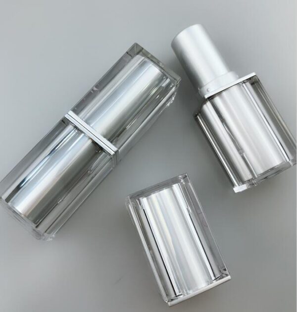 square double-layer cover silver lipstick tube