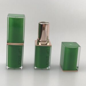 square double-layer cover green lipstick tube