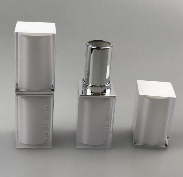 square double-layer cover white lipstick tube