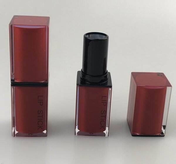 square double-layer cover red lipstick tube
