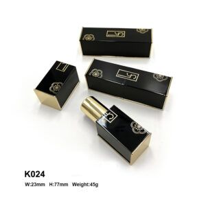 black magnet lipstick container with golden print