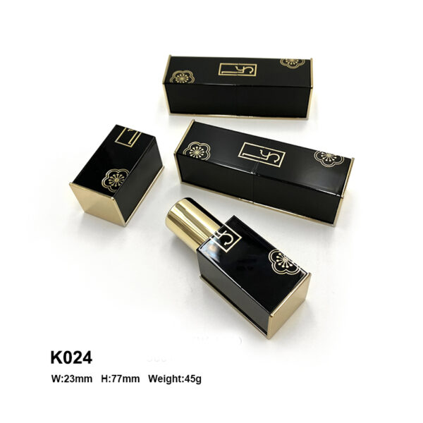 black magnet lipstick container with golden print