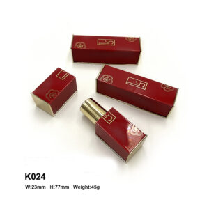 red magnet lipstick container with golden print