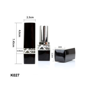 square metal silver black lipstick container