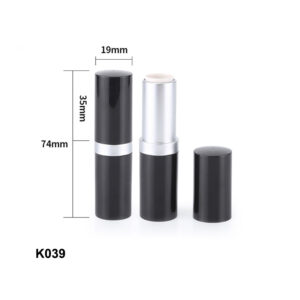 round black silver lipstick tube