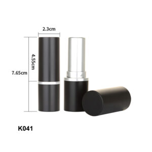 round matte black silver lipstick tube