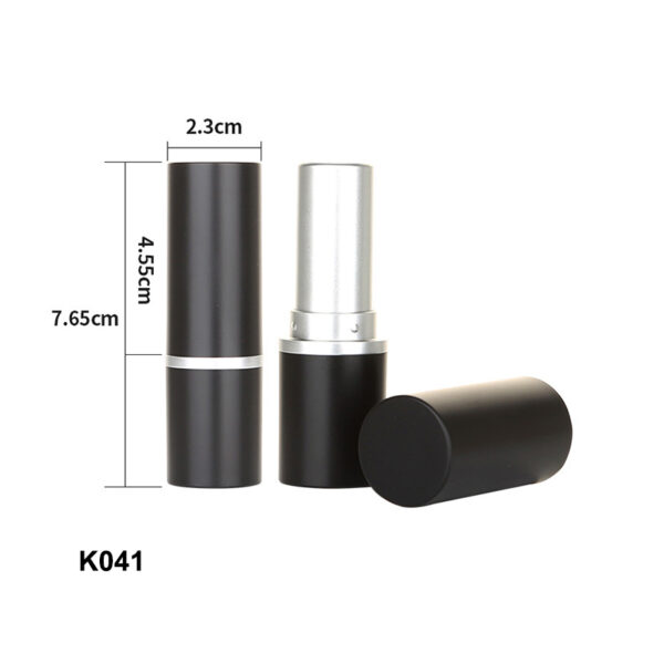 round matte black silver lipstick tube