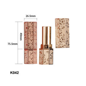 elegant rose golden carved flowers lipstick tube