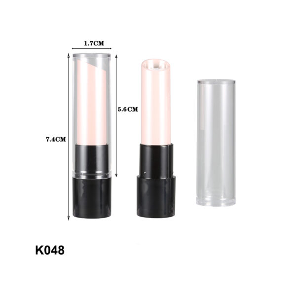 round transparent pink lipstick tube