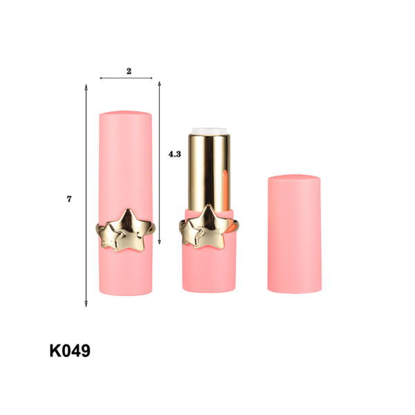 round pink lipstick tube with star decoration