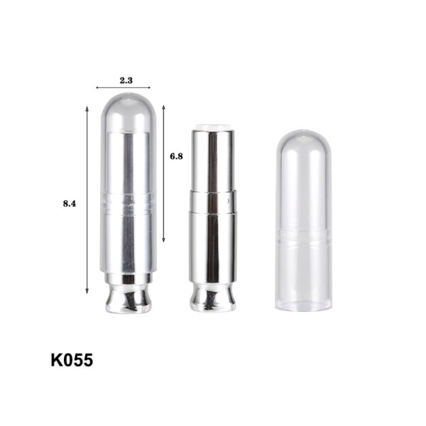 transparent round silver lipstick tube
