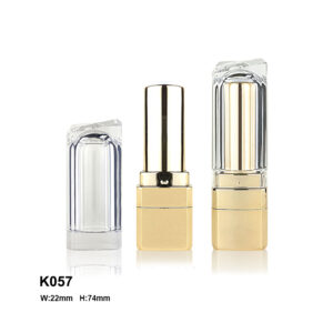 square transparent golden lipstick tube