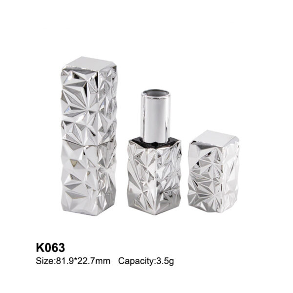 diamond facets magnet silver lipstick tube