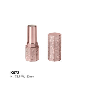 octagon rose golden carved flowers lipstick tube