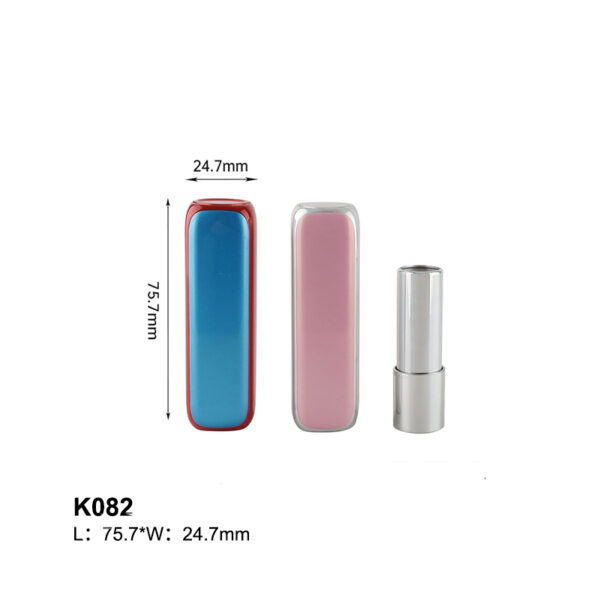 square metal blue red lipstick tube