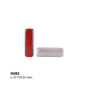 square metal blue red lipstick tube