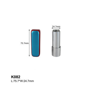 square metal blue red lipstick tube