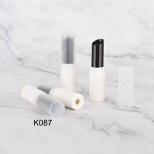 round transparent white lipstick tube