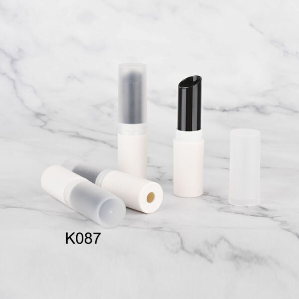 round transparent white lipstick tube
