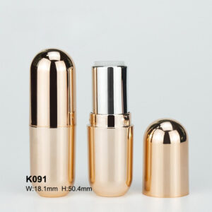 capsule-shaped golden lipstick tube