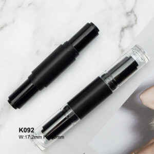 double-end round black lipstick tube with transparent cap