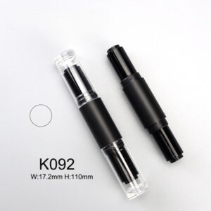 double-end round black lipstick tube with transparent cap