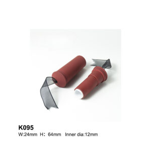round frosted red lipstick tube with silk