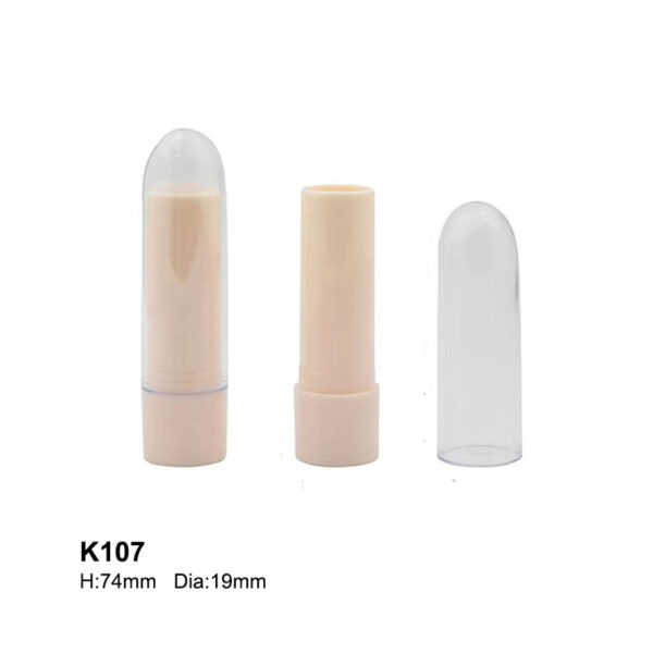 bullet shape transparent pink lipstick container