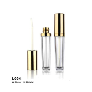 round golden transparent lip gloss container