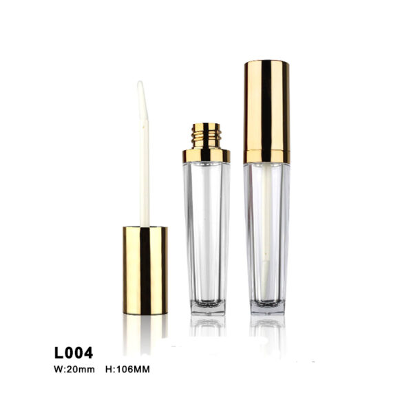 round golden transparent lip gloss container