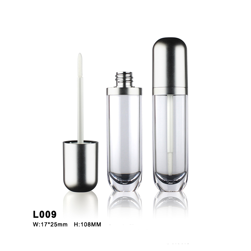 capsule-shaped silver lip gloss tube