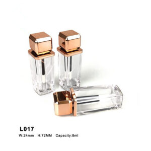 square golden transparent lip gloss tube