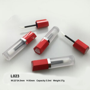 hexagonal red cap lip gloss tube